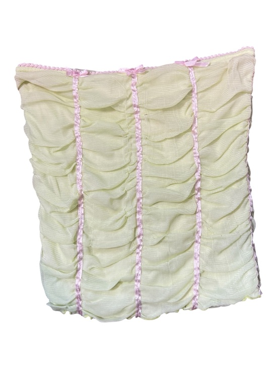 Lady Dutch Tops - Y2K Lady Dutch Pink Green Rouched Ribbon Tube Top Coquette Feminine M